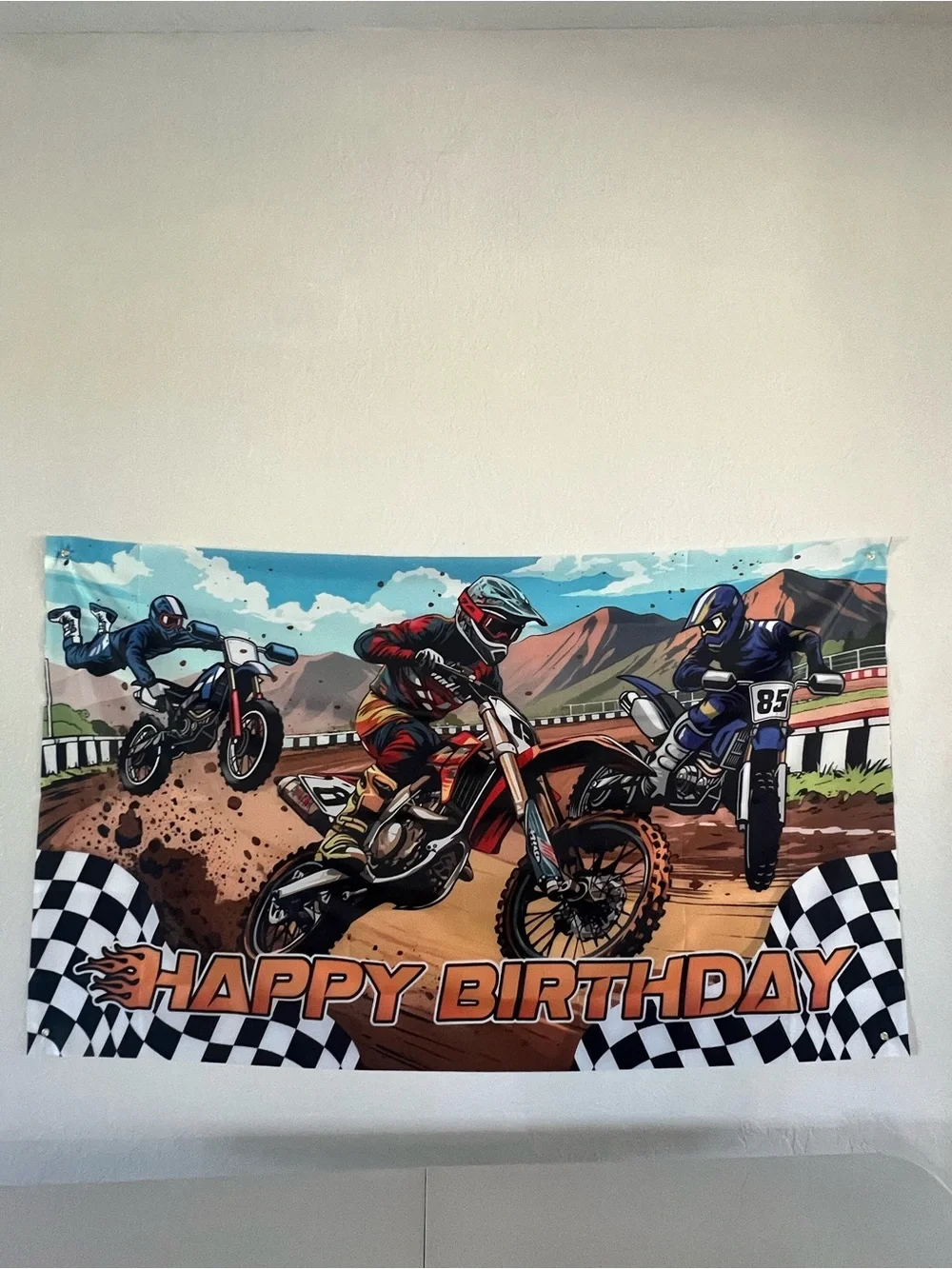 Checkered Racing Party Cups & Tablecloth Set - Black & White